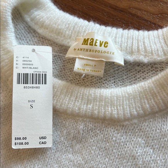 Maeve Anthropologie Puff Heart Sweater Tee Short Sleeve NEW - Picture 7 of 10